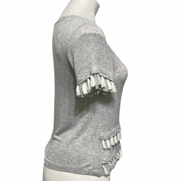 H&M XS Crewneck Tassel Detail Short Sleeve T-Shirt Top - Picture 3 of 7